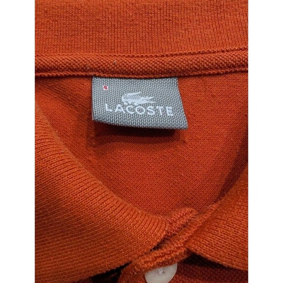Vintage Lacoste Men Cotton Orange Short Sleeve Silver Logo Polo Shirt Medium 4 - Picture 3 of 5
